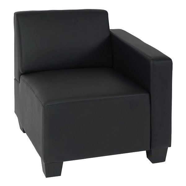 Mendler Modular zijdeel rechts, fauteuil met armleuningen Lyon, imitatieleer, zwart, 21692