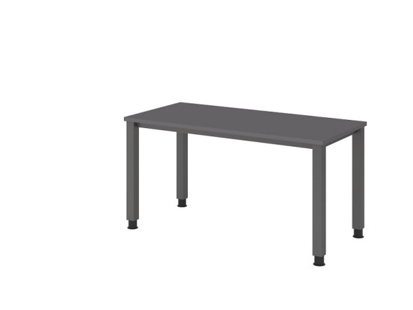 Hammerbacher bureau 4 voet rond 140 x 67 cm grafiet, 25 mm dik, 2 mm ABS rand, rechthoekige vorm, VQS614/G/G