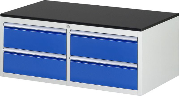 RAU ladekast serie 7000, B1145xD650xH460mm, laden: links: 2xH180mm, rechts: 2xH180mm, werkblad melaminehars gecoat, 03-LL2.0.0AM.11