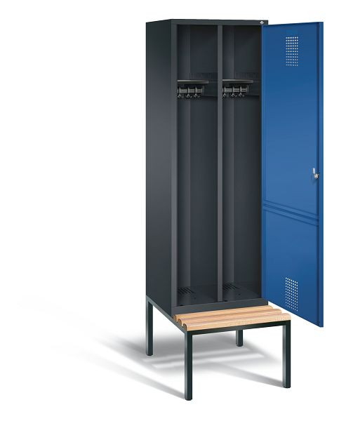 C+P zwart wit locker Evolo, H2090xW610xD500mm, kleur: zwart grijs / gentiaanblauw, 48250-20 S10028