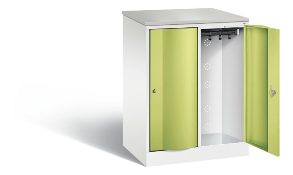 C+P garderobekast Resisto, H1077xB772xD540mm, kleur: verkeerswit / virid green, 8271-272 S10098