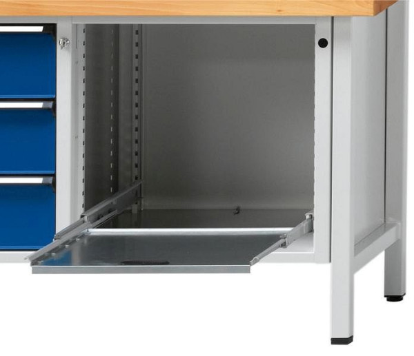 ANKE uittrekbare plank; 500 x 540 mm (BxD); RAL 7035; In hoogte verstelbaar in stappen van 30 mm; Serie V behuizing breedte 660 mm; 100% uitschuifbaar; 100 kg laadvermogen, 903.715