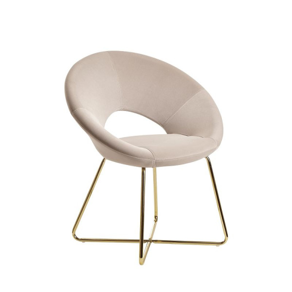 Wohnling eetkamerstoel fluweel beige met gouden poten, WL6.191