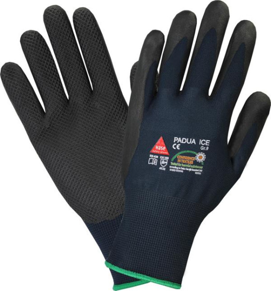 Hase Safety PADUA ICE, 100 % Nylon, CE CAT II, EN 420, EN 388, Größe: 9, VE: 12 Paar, 508660-9