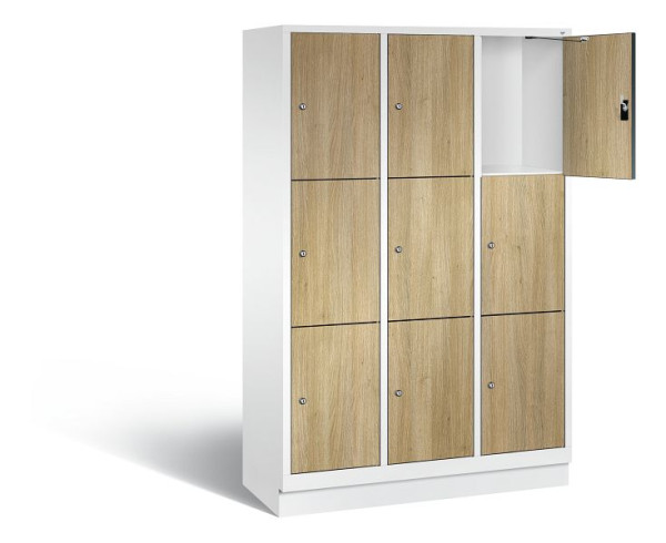 C+P lockerkast Evolo, H1800xB1200xD500mm, kleur: verkeerswit / decor eiken Sereno, 48020-323 S10230