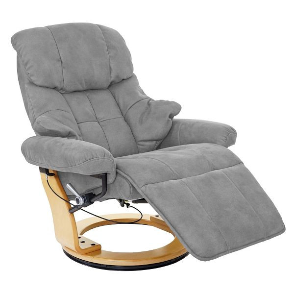 Mendler MCA relaxstoel Calgary 2, tv-stoel, stof/textiel 150 kg draagvermogen, lichtgrijs, natuurlijk bruin, 68476