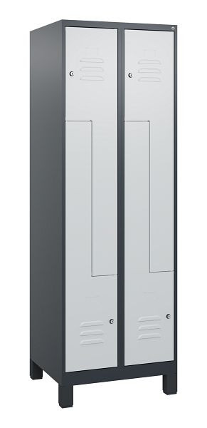 C+P Z-Spind Classic PLUS, voeten, 4 vakken, 1800x600x500mm, 7016/7035, cilindersloten, 0800137-204 S10028