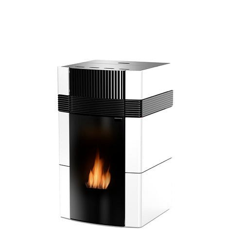 Robin Wood A++ Woody waterpelletkachel 24 kW met witte keramische bekleding, RWW24W