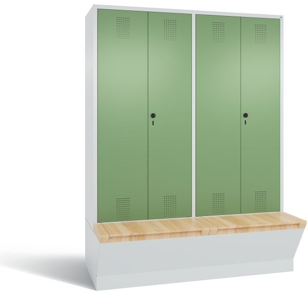 C+P zwart-wit lockerkast Evolo, H2090xB1590xD815mm, kleur: lichtgrijs / resedagroen, 48056-42 S10031