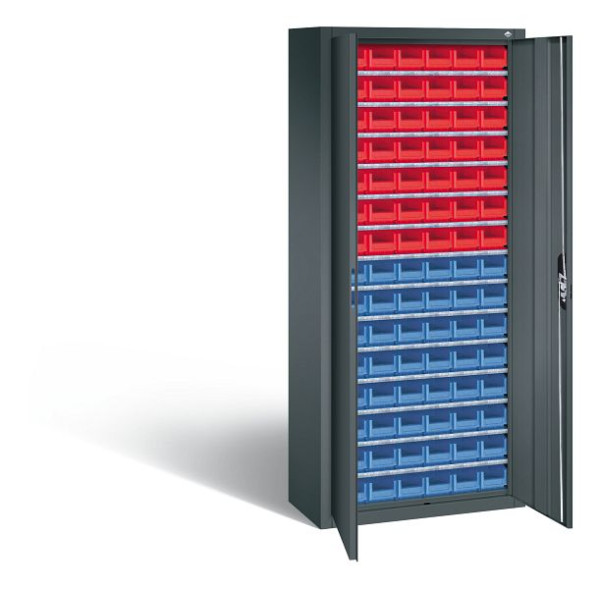 C+P tijdschriftenkast serie 13, H1690xB700xD300mm, kleur: antracietgrijs, verzonken handgreep, 133413-25 S10094