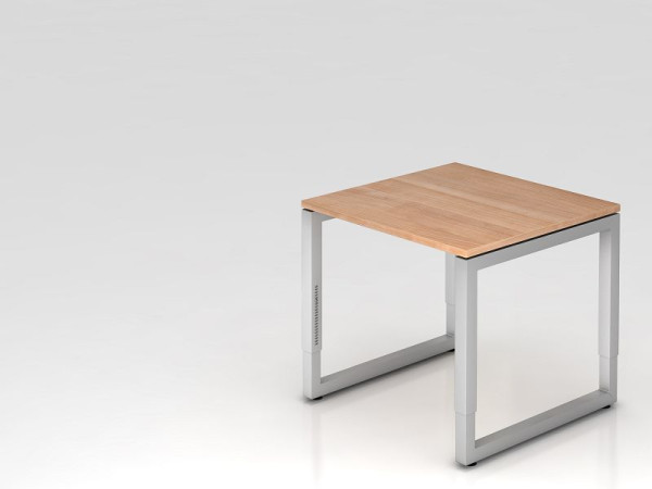 Hammerbacher bureau O-voet vierkant 80x80cm walnoot, rechthoekige vorm met zwevend tafelblad, VRS08/N/S