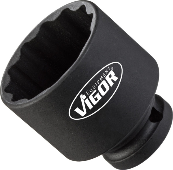 VIGOR slagmoersleuteldop, kort, hol vierkant 12,5 mm (1/2 inch), extern dubbel zeskantprofiel, 36 mm, V4478