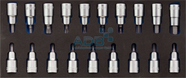ADB binnenzeskant/binnenzeskant doppenset 1/2" 19-delig, 22203