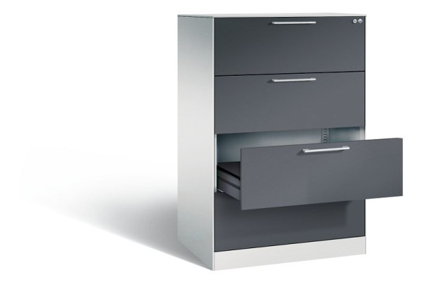 C+P archiefkast Asisto, H1310xB800xD600mm, kleur: lichtgrijs/zwartgrijs, beugelgreep, 146223-422 S10109