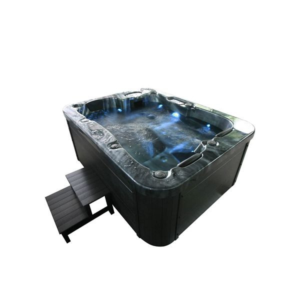 HOME DELUXE buitenwhirlpool ZWART MARMER - met trap en thermische afdekking, 23383