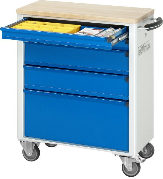 RAU gereedschapswagen serie adlatus, massief beukenhouten blad, 5 x laden, 700x860x350 mm, 02-7100B.11