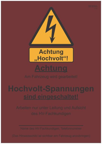 SW stalen bord "Hoogspanning ingeschakeld", 07336L