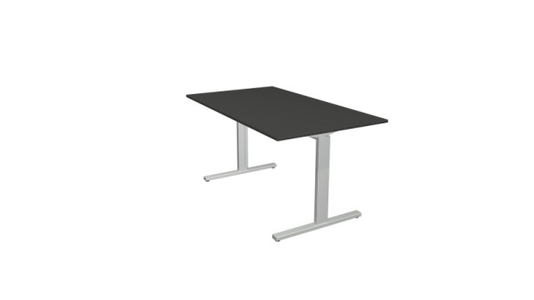Kerkmann bureauvorm 2 - B 1400 x D 800 x H 700-820 mm met T-voetframe in aluminium zilver, antraciet, 11021013