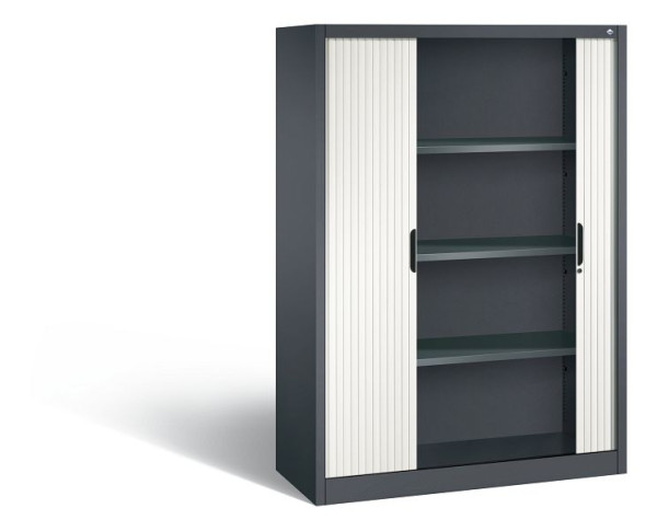 C+P rolluikkast Omnispace, H1660xB1200xD420mm, kleur: zwartgrijs / verkeerswit, verzonken greep, 4 niveaus, 3213-00 S10146