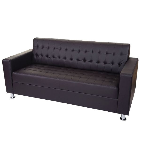 Mendler Kunda 3-zits bank, bank loungebank, kunstleer, metalen poten, coffee, 51652+51653+51654
