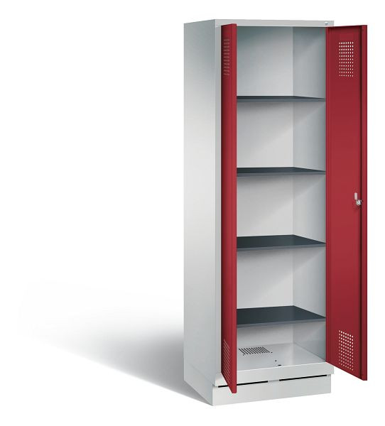C+P washok Evolo, H1800xW610xD500mm, kleur: lichtgrijs/robijnrood, 48222-20b S10108