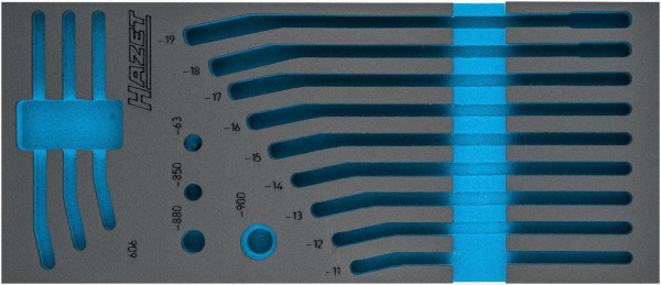 Hazet 2-componenten zachtschuim inzetstuk, voor 163-515/16 Afmetingen / lengte: 392 mm x 172 mm Organisatiesysteem maat: 1/3+ (172 x 392 mm), 163-515L