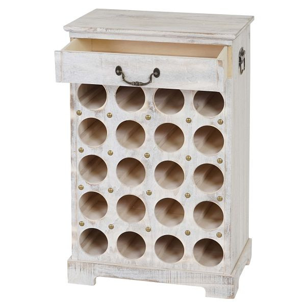 Mendler Lucan T324 wijnrek, flessenrek voor 20 flessen, 76x48x31cm, shabby look, vintage, wit, 37466