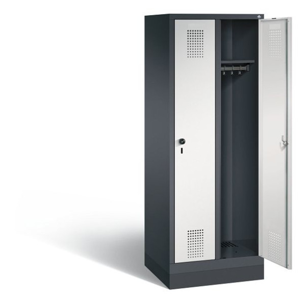 C+P schoollocker Evolo, H1600xB610xD500mm, kleur: zwartgrijs/lichtgrijs, 480206-20 S10063