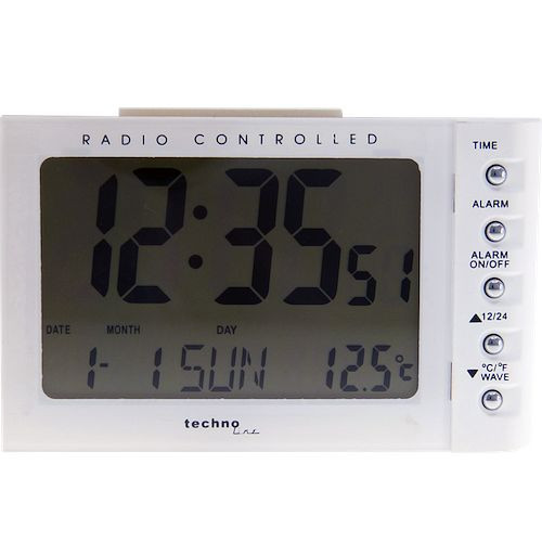 Technoline radiografische wekker wit, radiografische klok met handmatige instelmogelijkheid, afmetingen: 115 x 73 x 75 mm, WT 188 wit