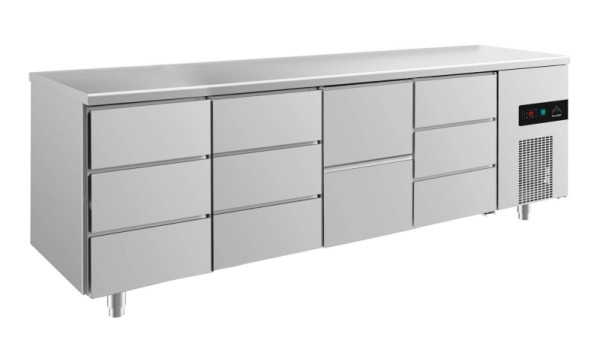 A&S Polarny koeltafel -2 tot +8°C met 1x twee laden midden rechts en 3x drie laden, 2330 x 700 x 850 mm, KT4DDZD