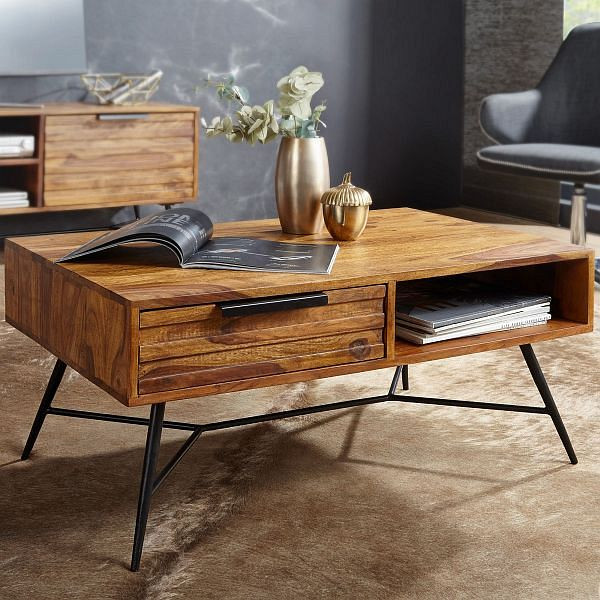 Wohnling salontafel NISHAN 87 x 41 x 55 cm massief sheeshamhout, WL5.583