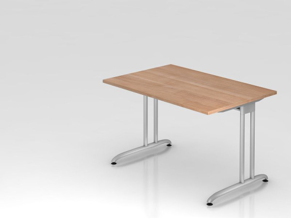 Hammerbacher bureau C-poot 120x80cm walnoot, horizontale kabelgoot, werkhoogte 72 cm, VBS12/N/S