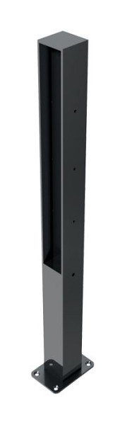 Schake stijlpaal stalen buis 70 x 70 mm serie 4073B, stationair, voor plugbevestiging met voetplaat 100 x 150 mm, 4073PB