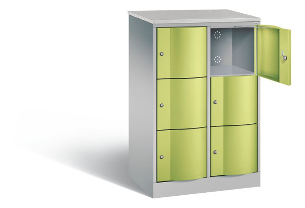 C+P lockerkast Resisto, H1255xB772xD540mm, kleur: wit aluminium / virid green, 8573-272 S10470