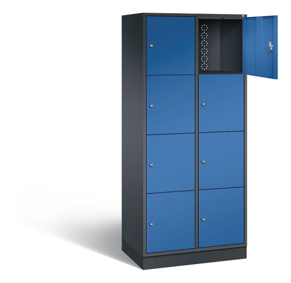 C+P XL lockerkast Intro, H1950xW820xD490mm, kleur: zwartgrijs / gentiaanblauw, 8470-202 S10212