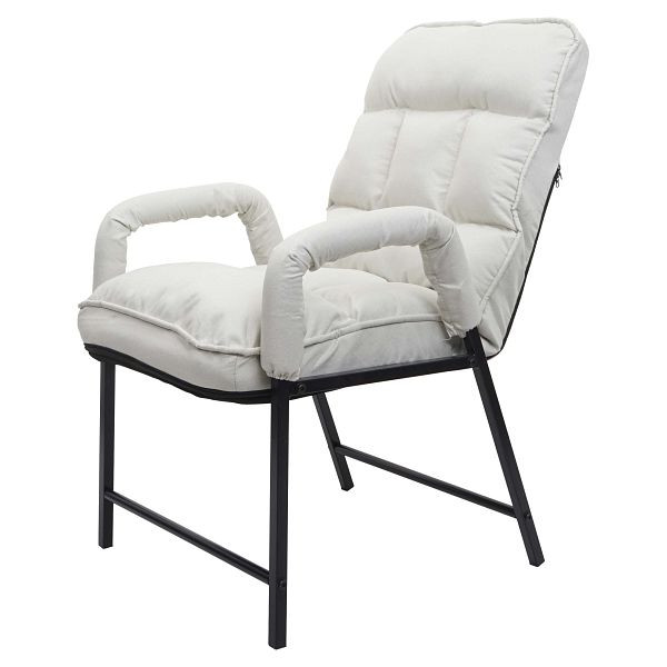 Mendler eetkamerstoel HWC-K40, stoel gestoffeerde stoel, 160kg belastbare rugleuning verstelbaar metaal, stof/textiel creme-beige, 92133
