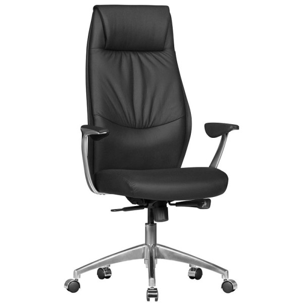 Amstyle bureaustoel Oxford 1 echt leer zwarte hoofdsteun hoog, SPM1.141