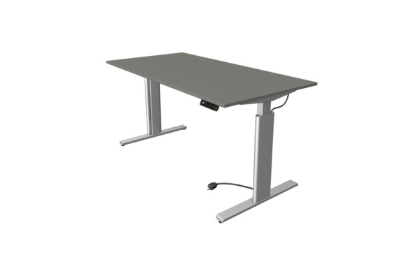 Kerkmann Move 3 zit-statafel zilver, B 1600 x D 800 mm, elektrisch in hoogte verstelbaar van 720-1200 mm, grafiet, 10232812