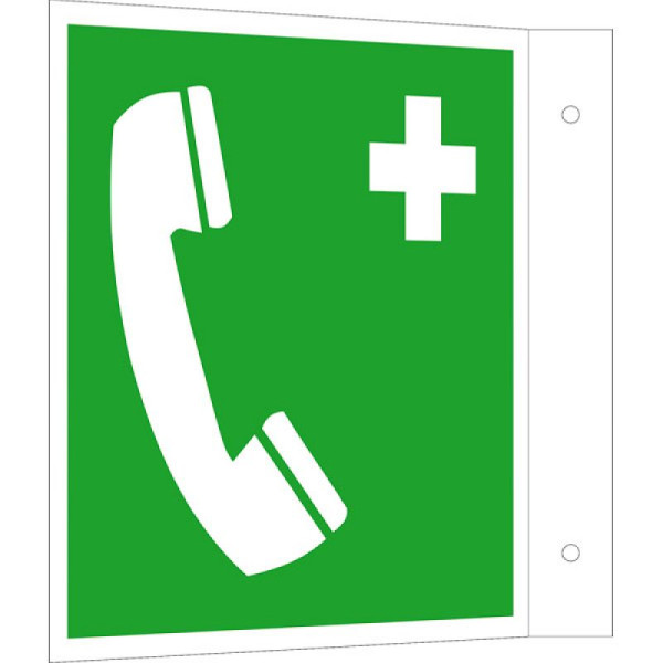 Stein HGS HGS reddingsbord als vlagbord noodtelefoon, 150 x 150 mm, aluminium, gecoat, 15.a3932