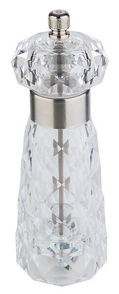 APS zoutmolen -DIAMOND-, Ø 6 cm, hoogte: 18 cm, acryl, RVS, mat, kleur: transparant, molen van RVS, 40554