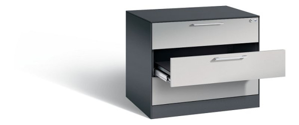 C+P archiefkast Asisto, H710xB800xD600mm, kleur: zwart grijs/wit aluminium, beugelgreep, 146273-323 S10156