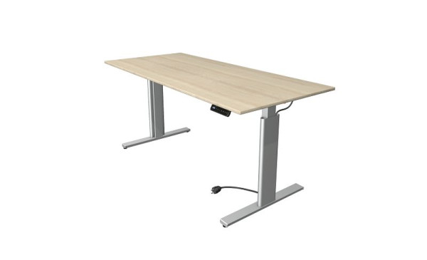 Kerkmann zit/sta tafel Move 3 zilver, B 2000 x D 1000 mm, elektrisch in hoogte verstelbaar van 720-1200 mm, esdoorn, 10233250