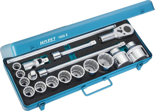 HAZET dopsleutelset, dubbele inbussleutel, hol vierkant 20 mm (3/4 inch), aantal gereedschappen: 18, 1002Z