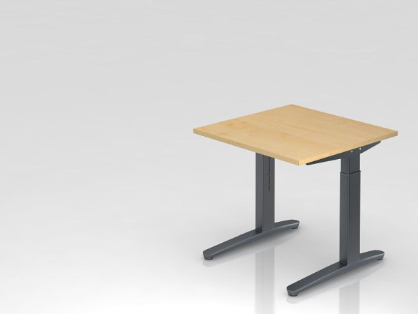 Hammerbacher bureau C-poot 80x80cm esdoorn/grafiet, rechthoekige vorm, VXB08/3/GG