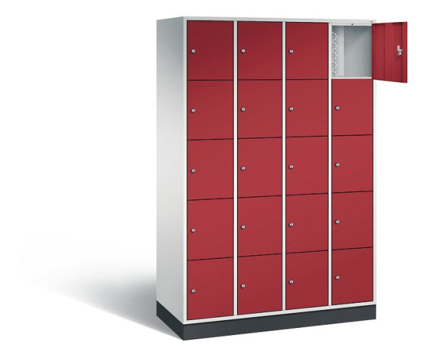 C+P lockerkast Intro, H1950xW1220xD490mm, kleur: lichtgrijs/robijnrood, 8570-401 S10006