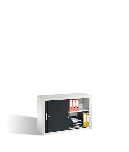 C+P bovenkast Acurado, H790xB1200xD500mm, kleur: lichtgrijs/zwartgrijs, beugelgreep, 2 niveaus, 2055-00 S10061