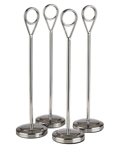 APS-kaarthouder, set van 4, Ø 5 cm, hoogte: 20,5 cm, roestvrij staal, hoogglans gepolijst, inclusief 20 zwarte labelkaarten, 71516