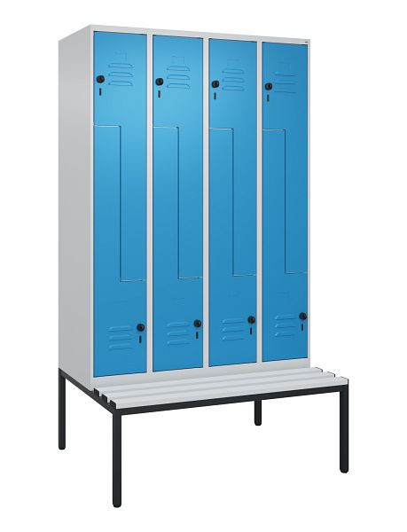 C+P Z-Spind Classic PLUS, met onderbank, 8 vakken, 2120x1200x815mm, 7035/5012, draaigrendel, 0800537-408 S10034