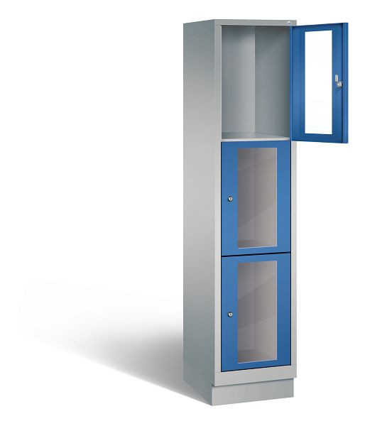 C+P lockerkast Classic, H1800xB420xD500mm, kleur: wit aluminium / gentiaanblauw, 8020A123 S10010