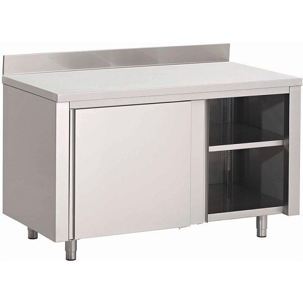 Gastro M werktafel met plank, schuifdeuren en opstand 100cm lang, GN156